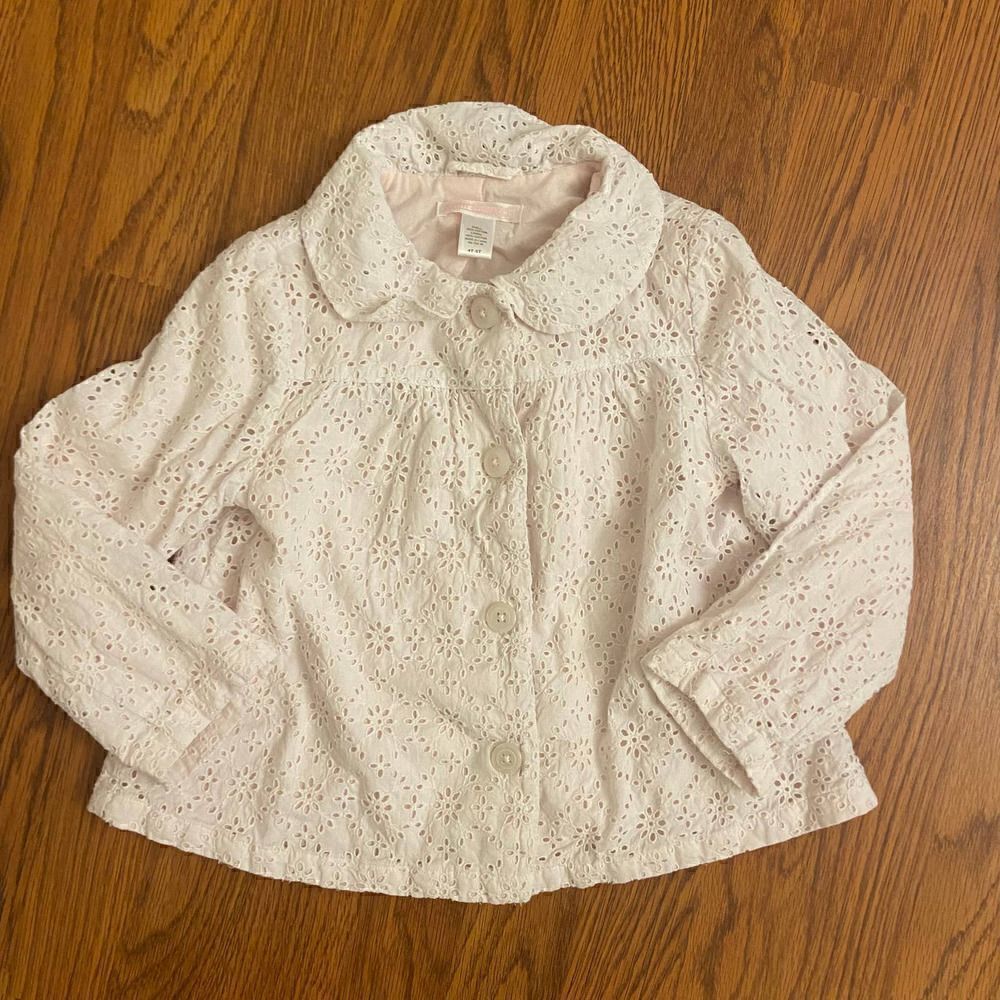 Janie and Jack White Floral Eyelet Jacket Size 4T-5T